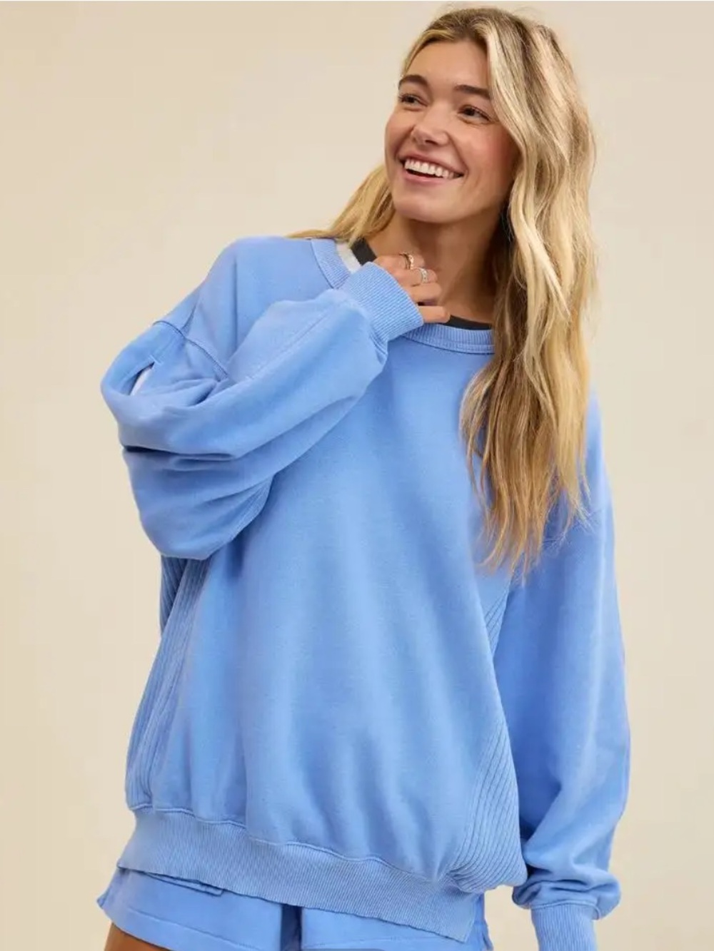 NWT Womenās Aerie Chic Keyhole Blue Sweatshirt